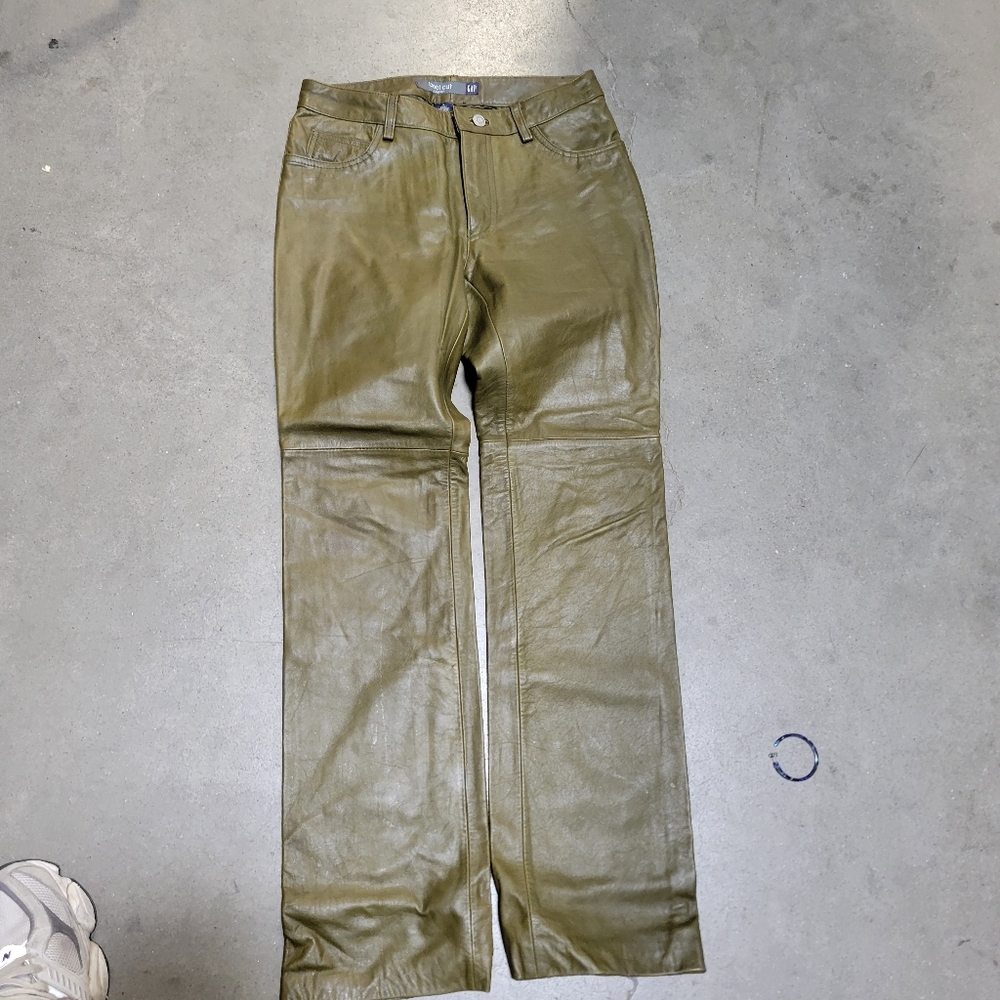 Gap vintage leather pants green boot cut women's size 4